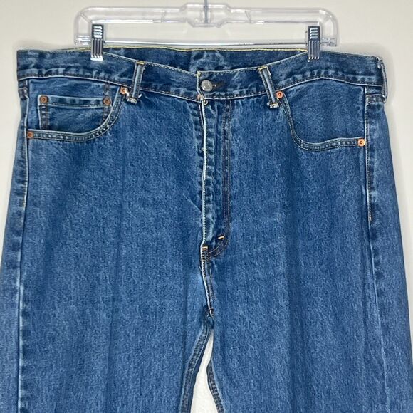 Levi's Jeans Mens 505 Regular Fit 40x32 Dark Stonewash Blue‎ 505 Straight Cotton - Picture 6 of 11